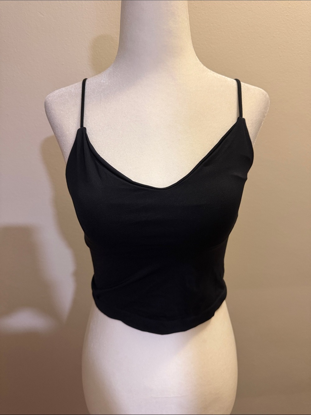 Anthropology Women's Black Spaghetti Strap Crop Tank Top size S/M